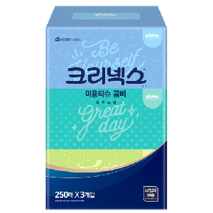 크리넥스)사각티슈(미용티슈/250콤비/250매×3개)-박스(6개입)