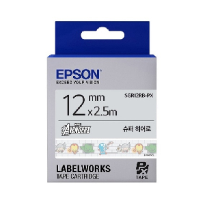 EPSON)라벨프린터리본 슈퍼히어로 (SGR12RB)흰색/흑문자