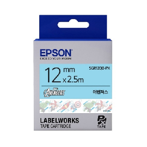 EPSON)라벨프린터리본 어벤져스 (SGR12QB)흰색/흑문자